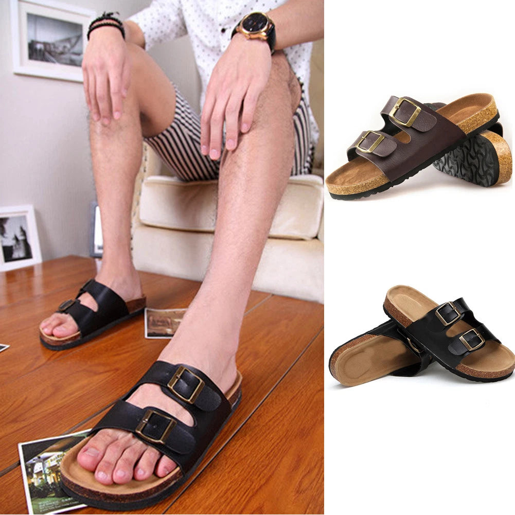 Men Summer Flip Flops Buckle Cork Beach Summer Slipper Sandals Shoes Slip On / ✲