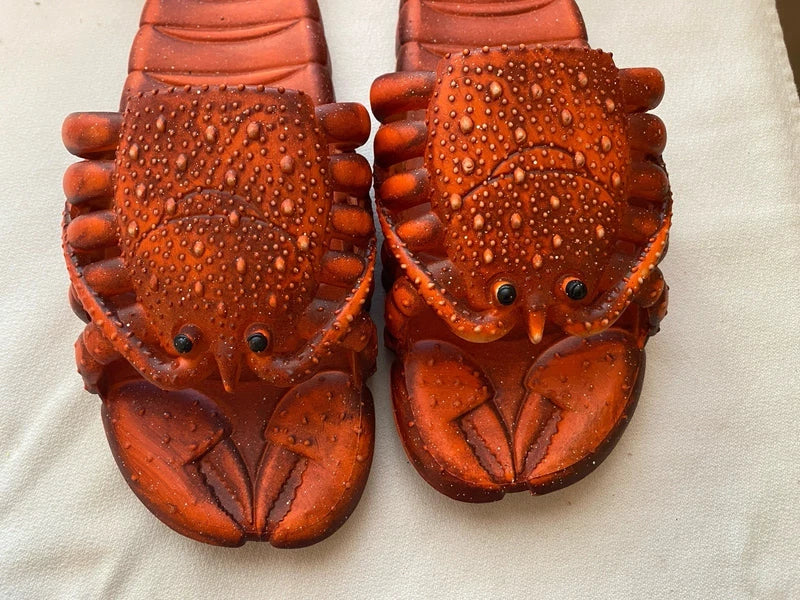 Lobster Slippers Beach Flip Flop Slip On Men’s Size 42/43 Orange Red Water READ