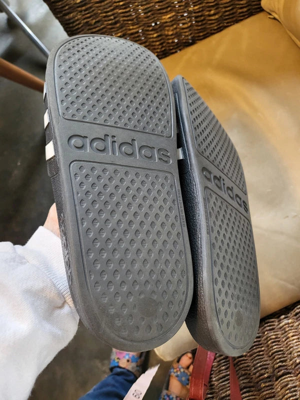 Adidas Mens Adilette Aqua Swim Black Slide Sandals  Size 6 Logo Slippers F35543