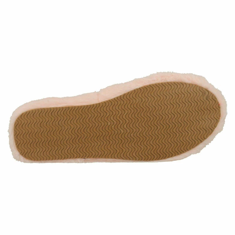 Ladies Faux Fur Striped Detail Sliders / Slippers : X2R119