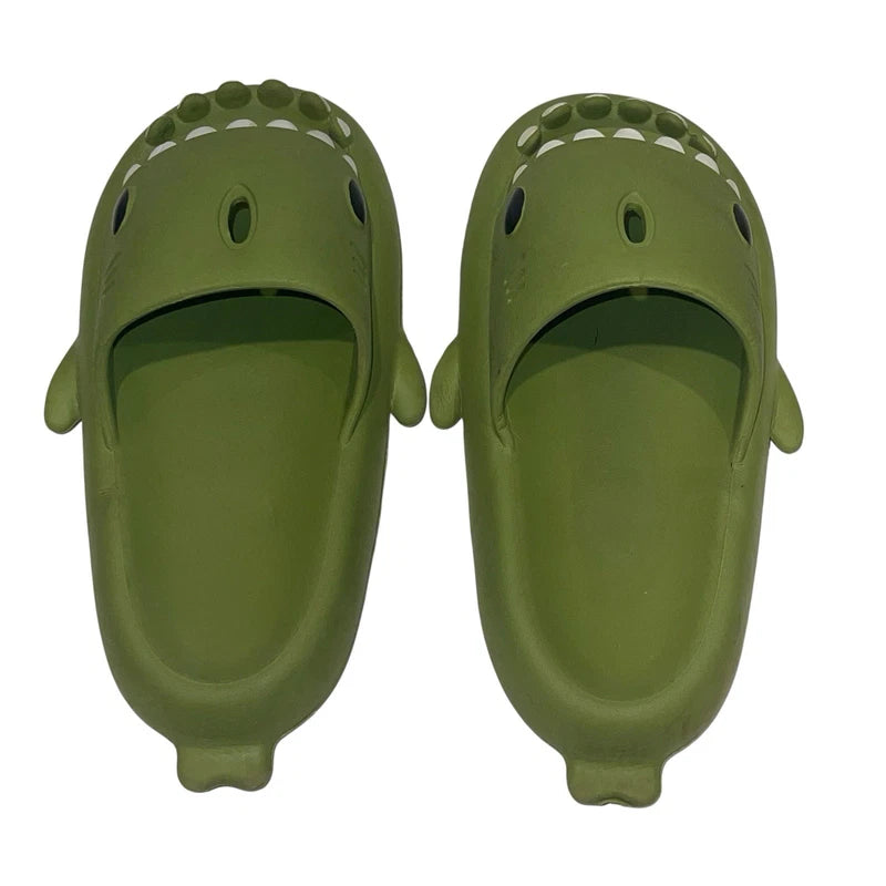 Shark Slides Green Unbranded Size 38-39 Mens 7.5/8 Slippers Beach EUC