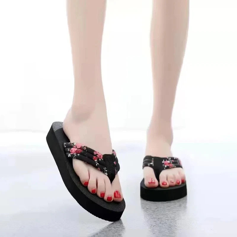 Chancletas de Mujer Moda Sandalias con Rosas de Verano de Playa Womens Sandals