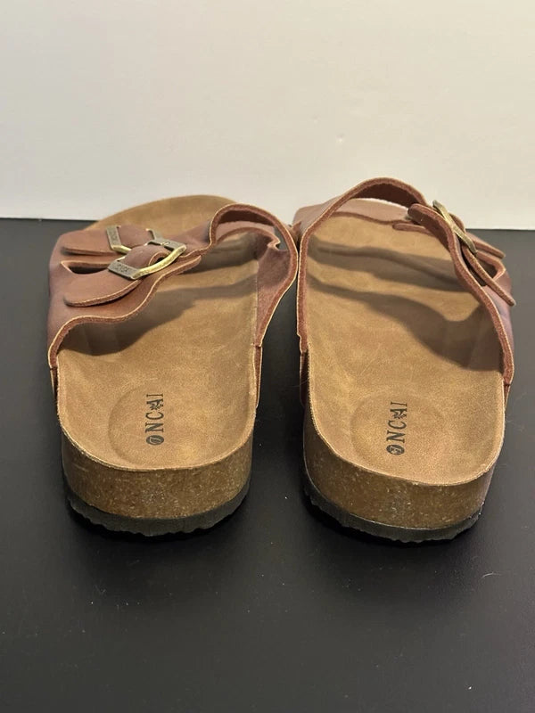 Oncai Sandals Beach Slides Slippers Buckle Strap Brown Mens 12