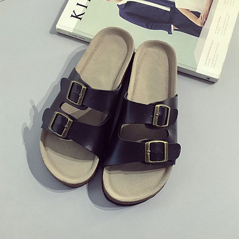 Men Summer Flip Flops Buckle Cork Beach Summer Slipper Sandals Shoes Slip On / ✲