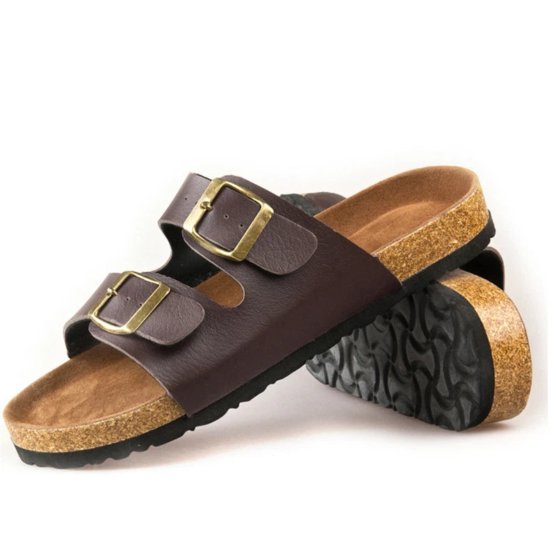 Men Summer Flip Flops Buckle Cork Beach Summer Slipper Sandals Shoes Slip On / ✲