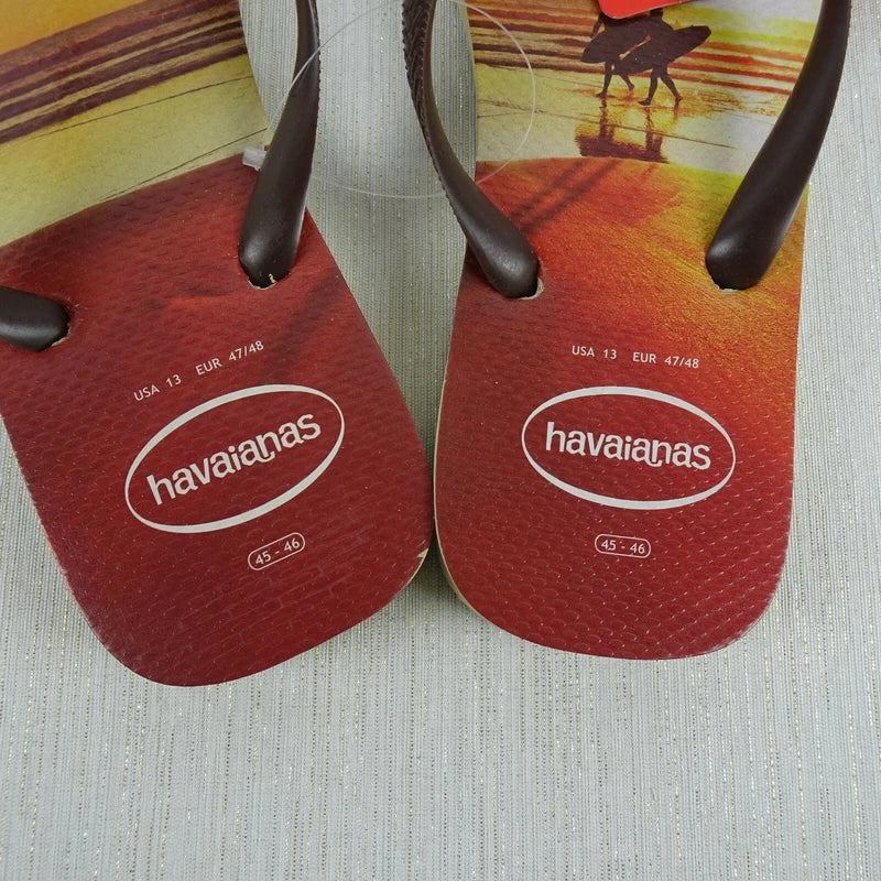 New HAVAIANAS Flip Flop Hype Tropical Sunset Brazil Sandals Slip-On Men's 13 $38