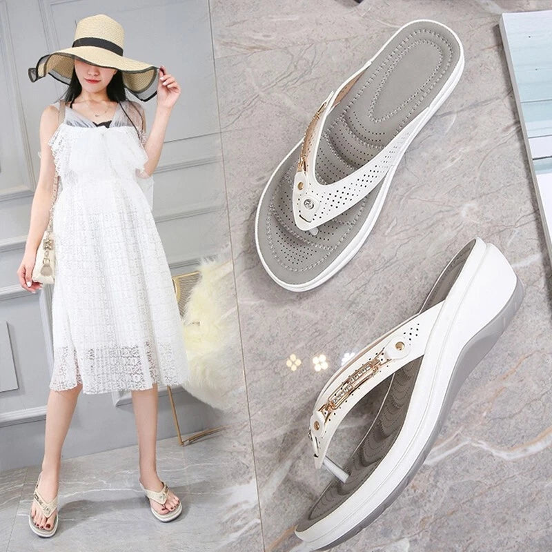 Summer Womens Flip Flops Thong Sandals Arch Support Cushion Slippers Soft Shoes