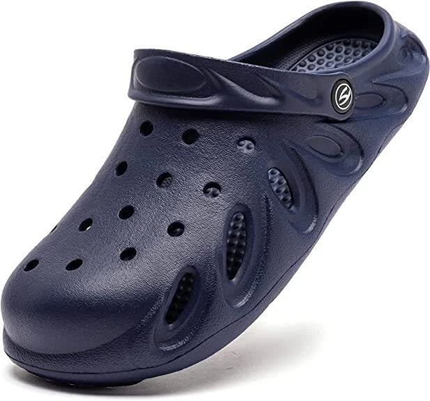 Men (9M) Hollow Out Sandals Light Beach Slippers Dark Blue Vented Clogs