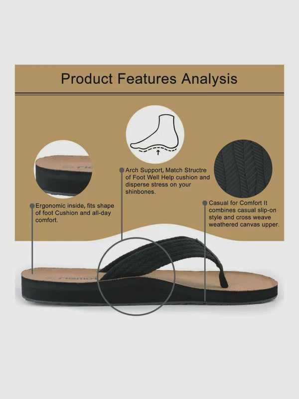 Riemot Men's Classic Summer Flip Flops  Support lightweight Beach Sandals