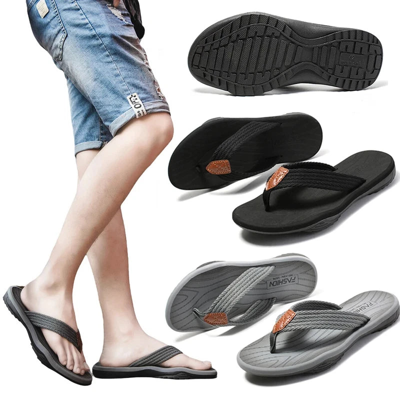 Men Beach Flip-Flops Slip on Summer Sandals Arch Support Casual Sports