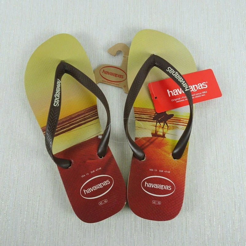 New HAVAIANAS Flip Flop Hype Tropical Sunset Brazil Sandals Slip-On Men's 13 $38