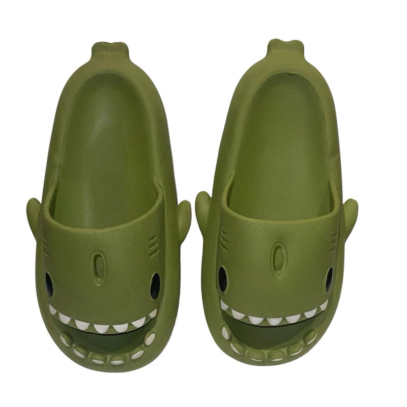 Shark Slides Green Unbranded Size 38-39 Mens 7.5/8 Slippers Beach EUC
