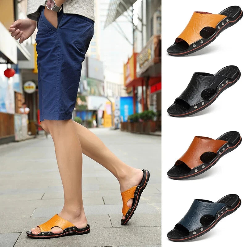 Men Summer Slippers Breathable Luxury Sandals Beach Classics Leather Flip Flops