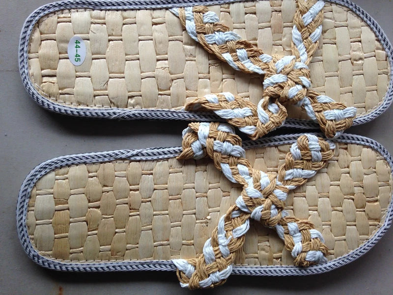 Asexual Environmental Straw Shoes,Sandals, Flip Flops,Slippers,House Beach Shoes
