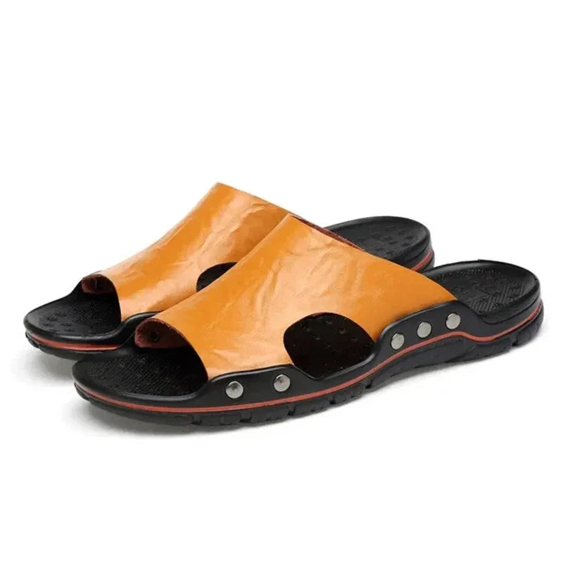 Men Summer Slippers Breathable Luxury Sandals Beach Classics Leather Flip Flops