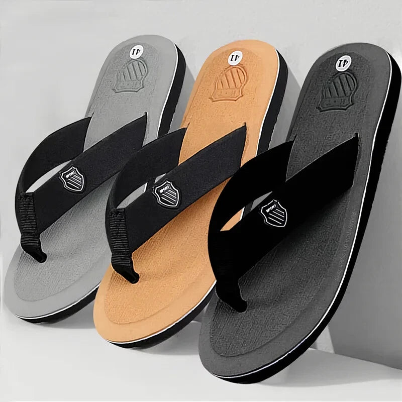 Simple New Men's Flip Flops Summer Outer Wear Non-slip Toe-gripping Clamp Shoes