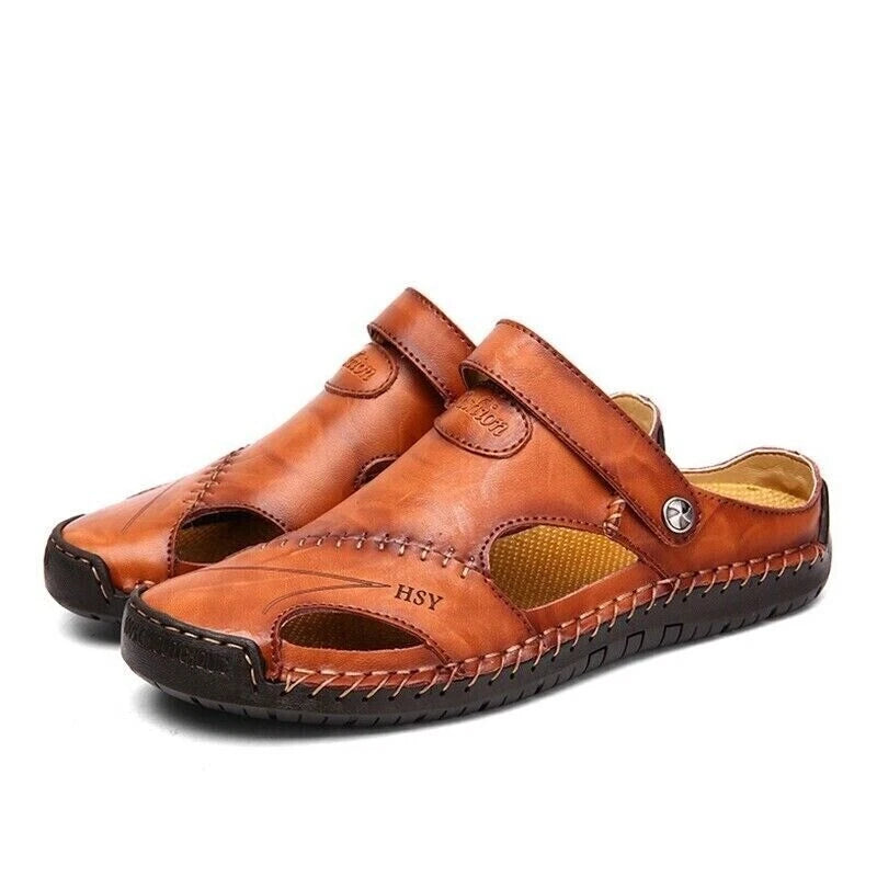 Mens Summer Sandals Casual Leather Shoes Outdoor Beach Breathable Casual Shoes