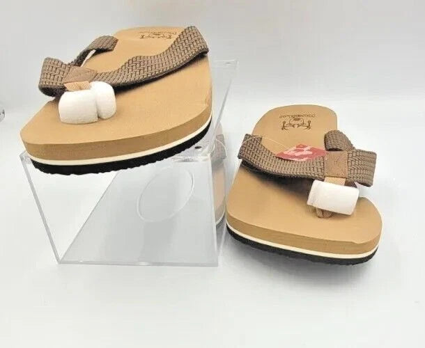 Men's Size 14 Brown Leather Flip Flop Sandals Arch Support Orthotic Comfort Foam