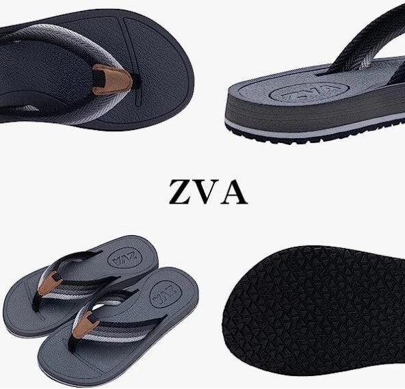 ZVA Mens Comfort Flip Flops Thong Sandals with Arch Support Slippers Size 11