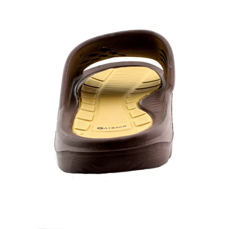 Men's Kaiback Simple Slide Brown House Shoe | Shower Beach Pool Gym Sandals