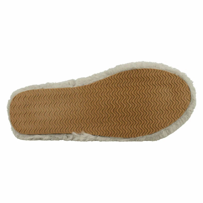 Ladies Faux Fur Striped Detail Sliders / Slippers : X2R119