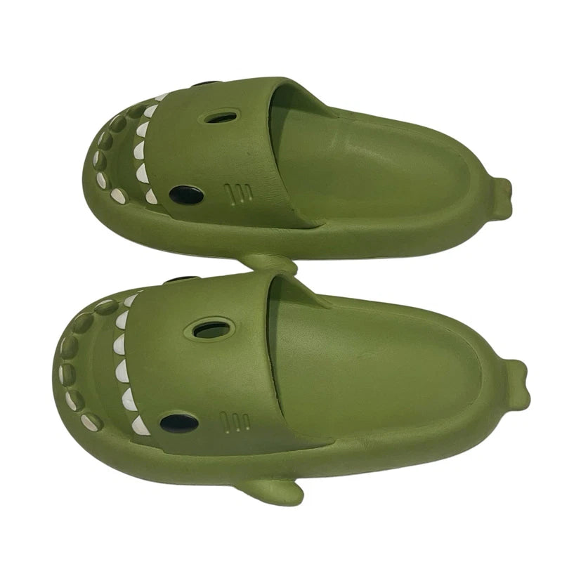Shark Slides Green Unbranded Size 38-39 Mens 7.5/8 Slippers Beach EUC