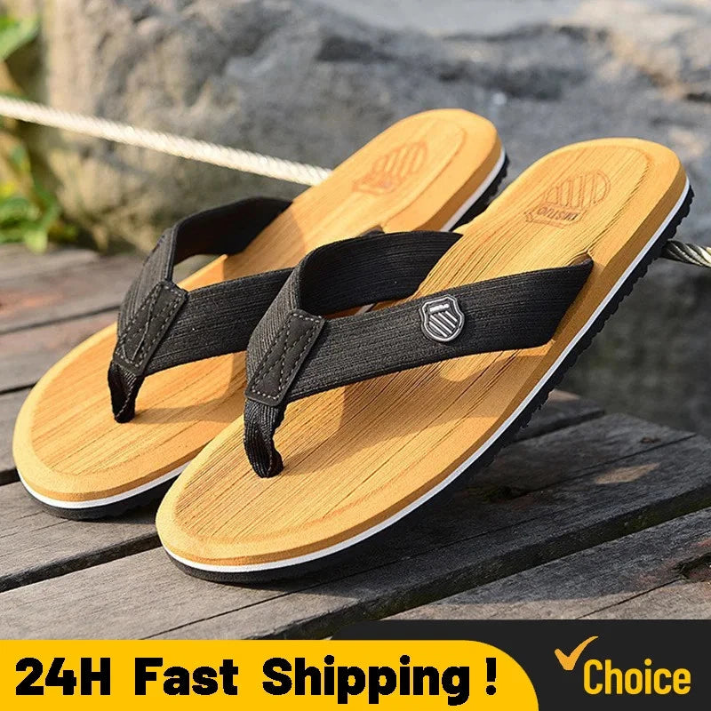 Casual Flip Flops For Men Slippers Beach Sandals Summer Non-Slip Flat Slides Men