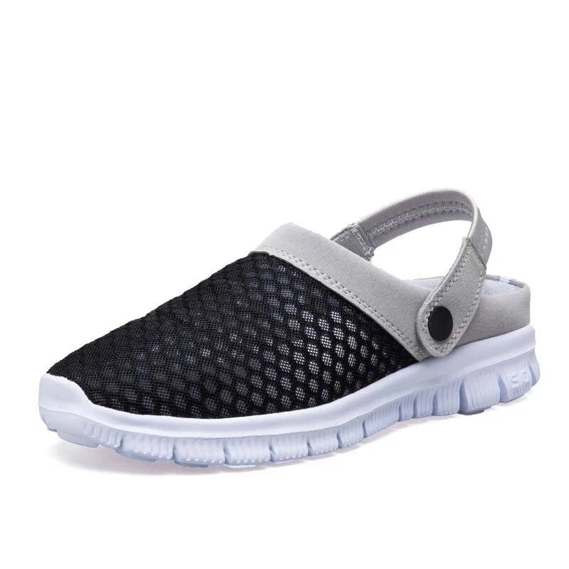 Mens Womens Summer Mesh Breathable Sandals Couples Beach Slippers Hook & Loop