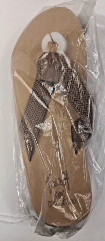 Men's Size 14 Brown Leather Flip Flop Sandals Arch Support Orthotic Comfort Foam