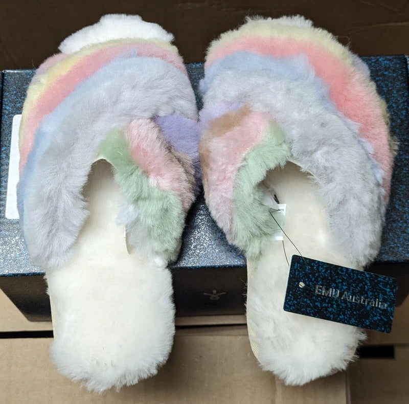 🔥BLOWOUT SALE!🔥 EMU Australia Mayberry Rainbow Pastel Slippers Sizes 6 7 8 9🔥