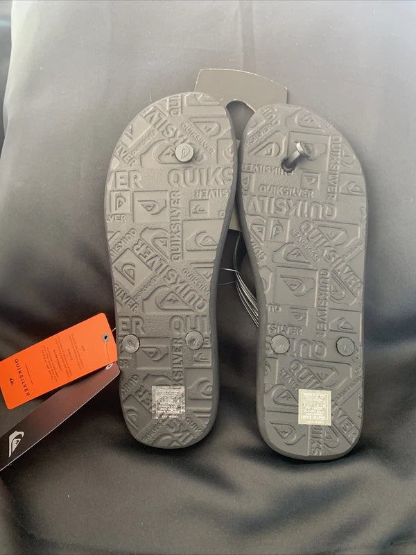 Quiksilver Mens Flip Flops Slippers Thong Sandals Black Surfers Beach NEW Size 8