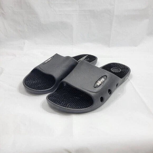 Revo Slides Slippers Men Size 9 Black Textured Footbed Athleisure Beach Resort