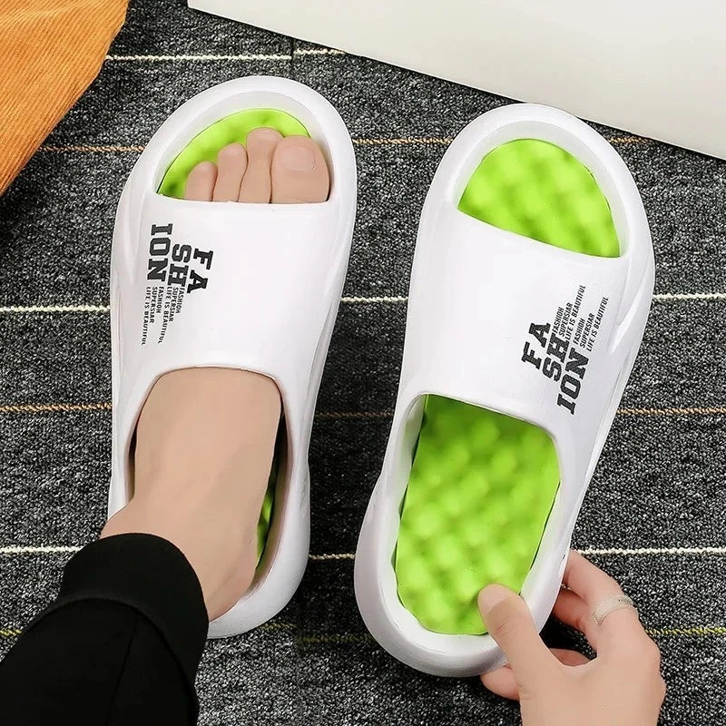 New Summer Men Massage Slippers Sandals Casual Beach Shoes Soft Sole Slides Gift