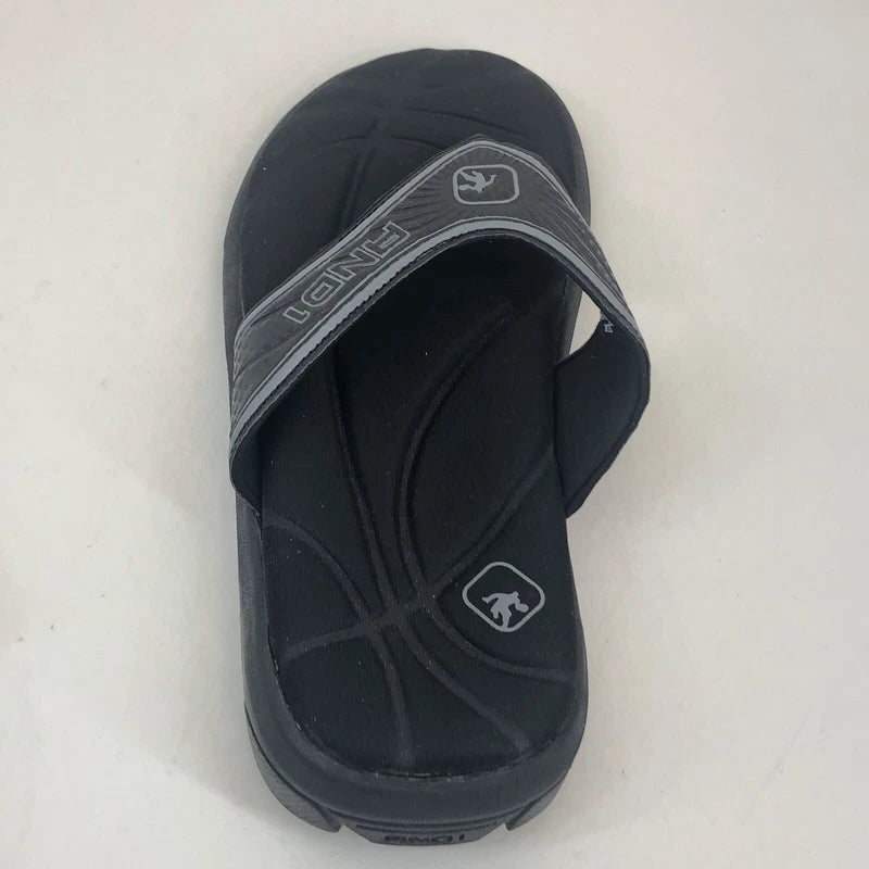 AND1 Men Athletic Beach Pool Slides Slipper Thong SZ 7 Black Gray