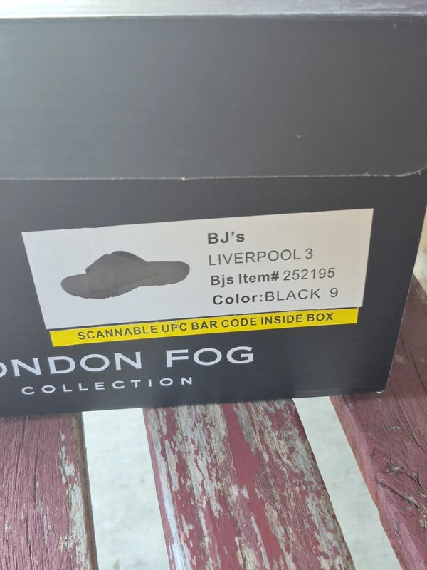 London Fog Mens Slide Slipper Comfortable Sandal Size 9 Black Beach Boat Shoes