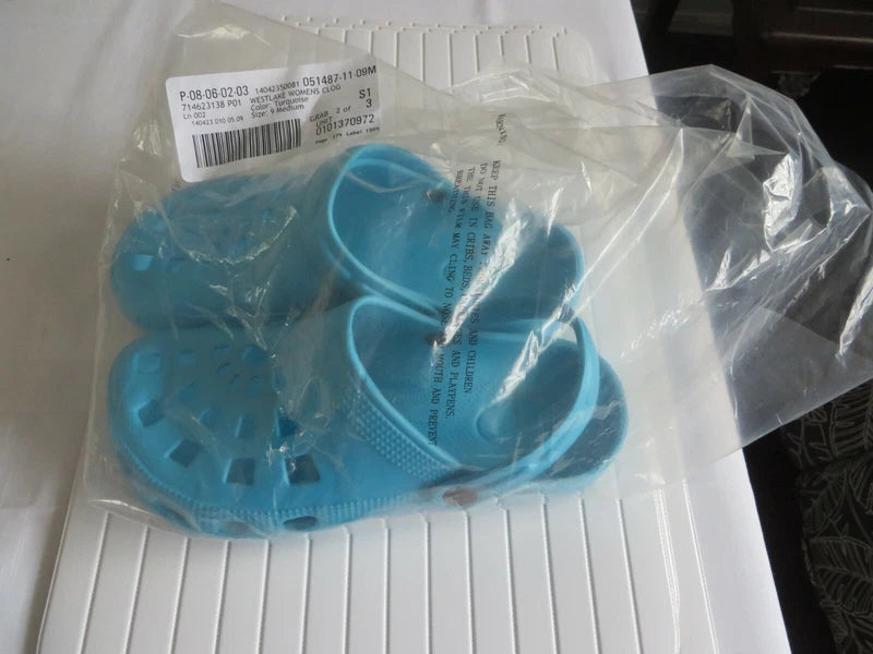 WOMEN  Slip On Garden Mules Clogs Sandals Beach Slippers Shoes SIZE 9M TURQUOISE
