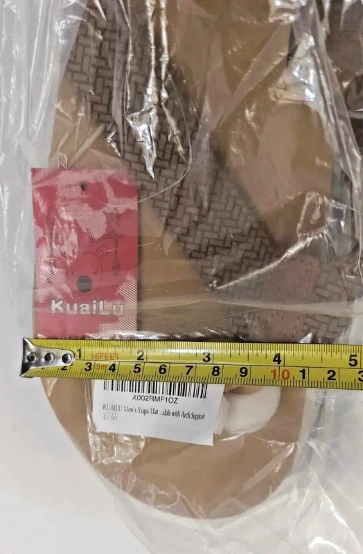 Men's Size 14 Brown Leather Flip Flop Sandals Arch Support Orthotic Comfort Foam