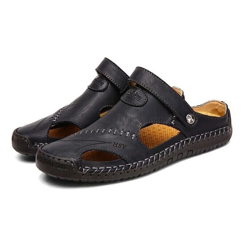 Mens Summer Sandals Casual Leather Shoes Outdoor Beach Breathable Casual Shoes