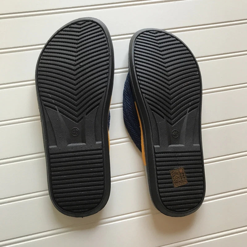 Mens Non Slip Flip Flops Size UK 40 US 7 Blue Orange Slippers Sandals Louluen