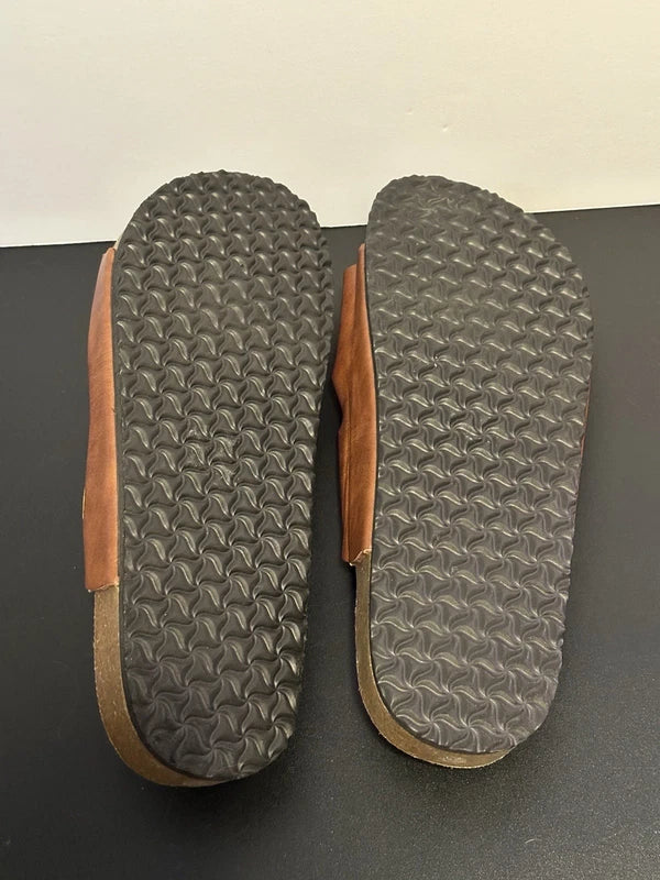 Oncai Sandals Beach Slides Slippers Buckle Strap Brown Mens 12