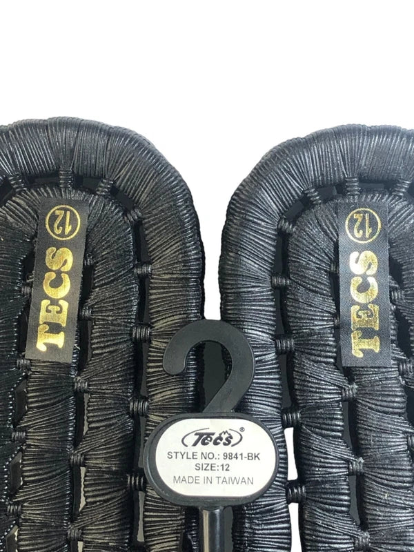 TECS Men's Shower Shoe with Open Toe Rubber Sole Size 12 Black Gym, Beach, Dorm