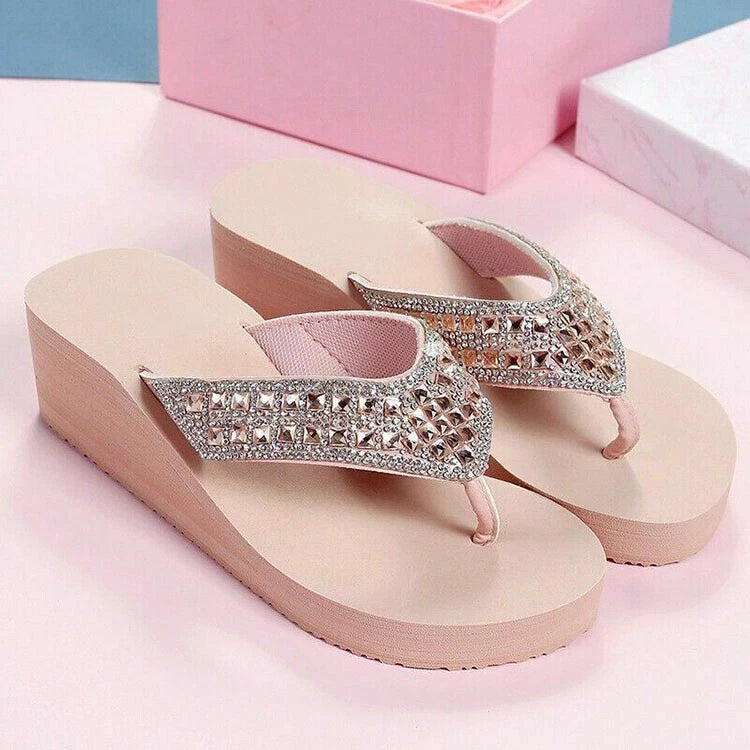 Women Wedge Platform Thong Sandals Beach Slippers Clip Toe Shoes Flip Flops new