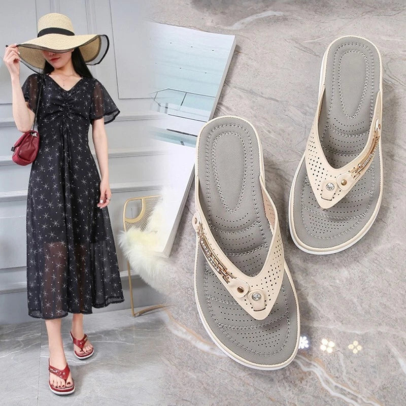 Summer Womens Flip Flops Thong Sandals Arch Support Cushion Slippers Soft Shoes