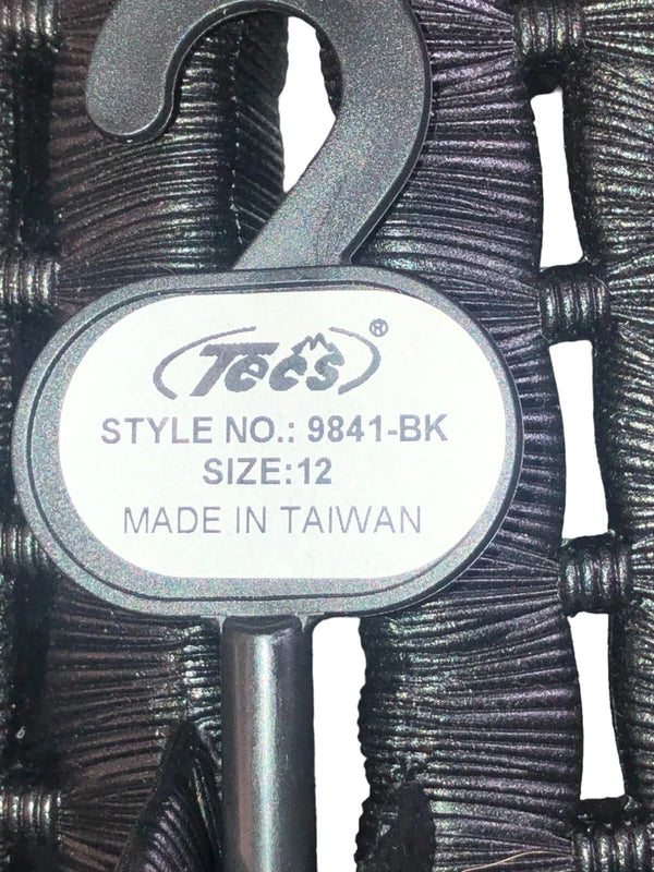 TECS Men's Shower Shoe with Open Toe Rubber Sole Size 12 Black Gym, Beach, Dorm