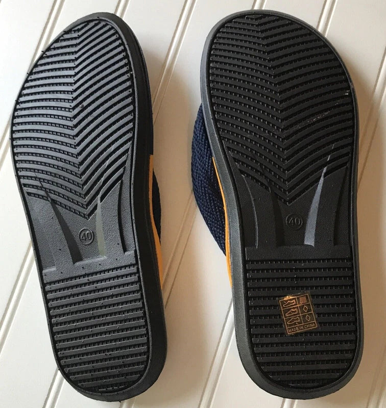 Mens Non Slip Flip Flops Size UK 40 US 7 Blue Orange Slippers Sandals Louluen