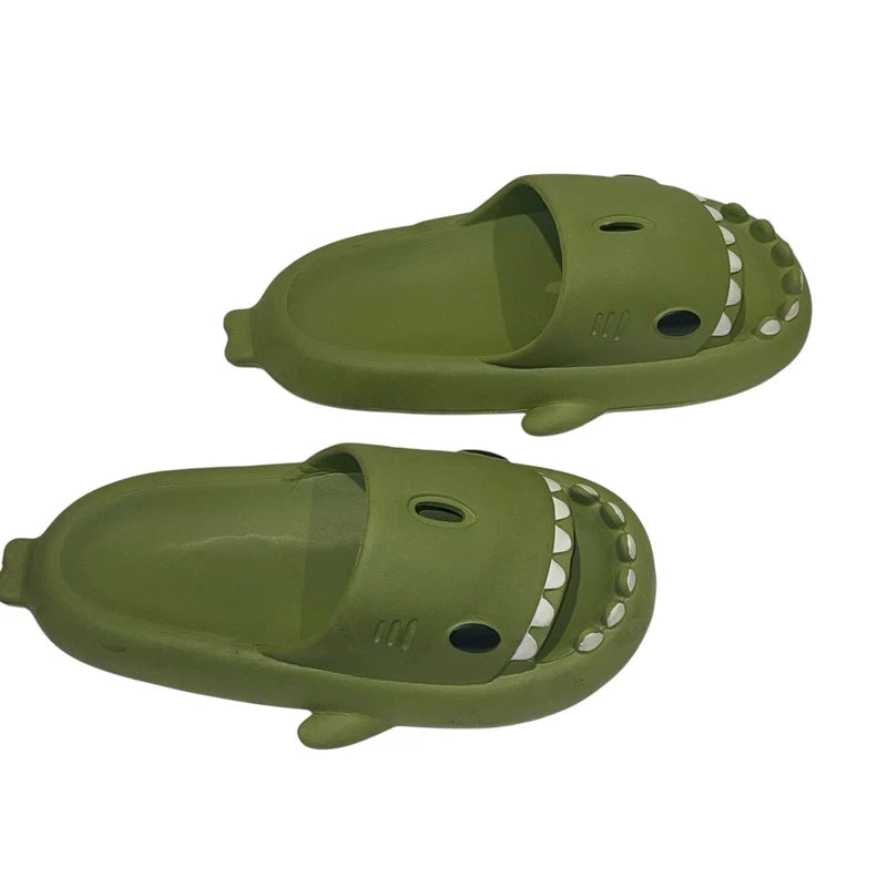 Shark Slides Green Unbranded Size 38-39 Mens 7.5/8 Slippers Beach EUC