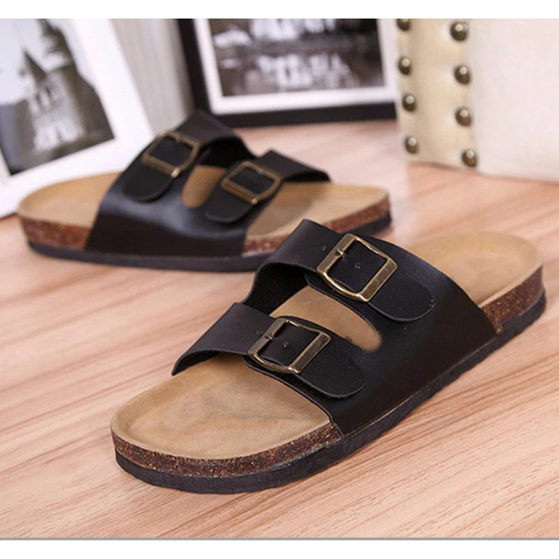 Men Summer Flip Flops Buckle Cork Beach Summer Slipper Sandals Shoes Slip On / ✲