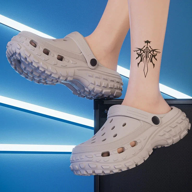 Summer Men's Thick Sole Clogs With Strap Durable Platform Sandals Comfortable