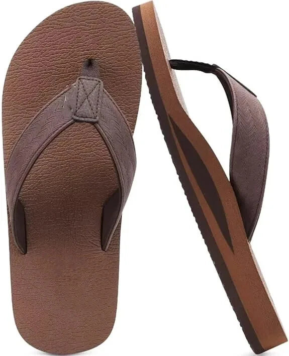 Men's leather high-quality beach flip-flops toe pinch slippers