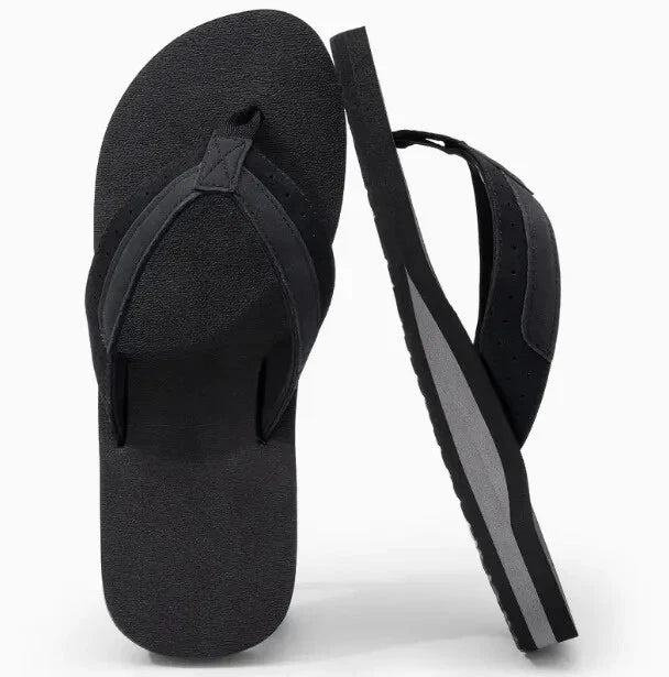 Men's leather high-quality beach flip-flops toe pinch slippers